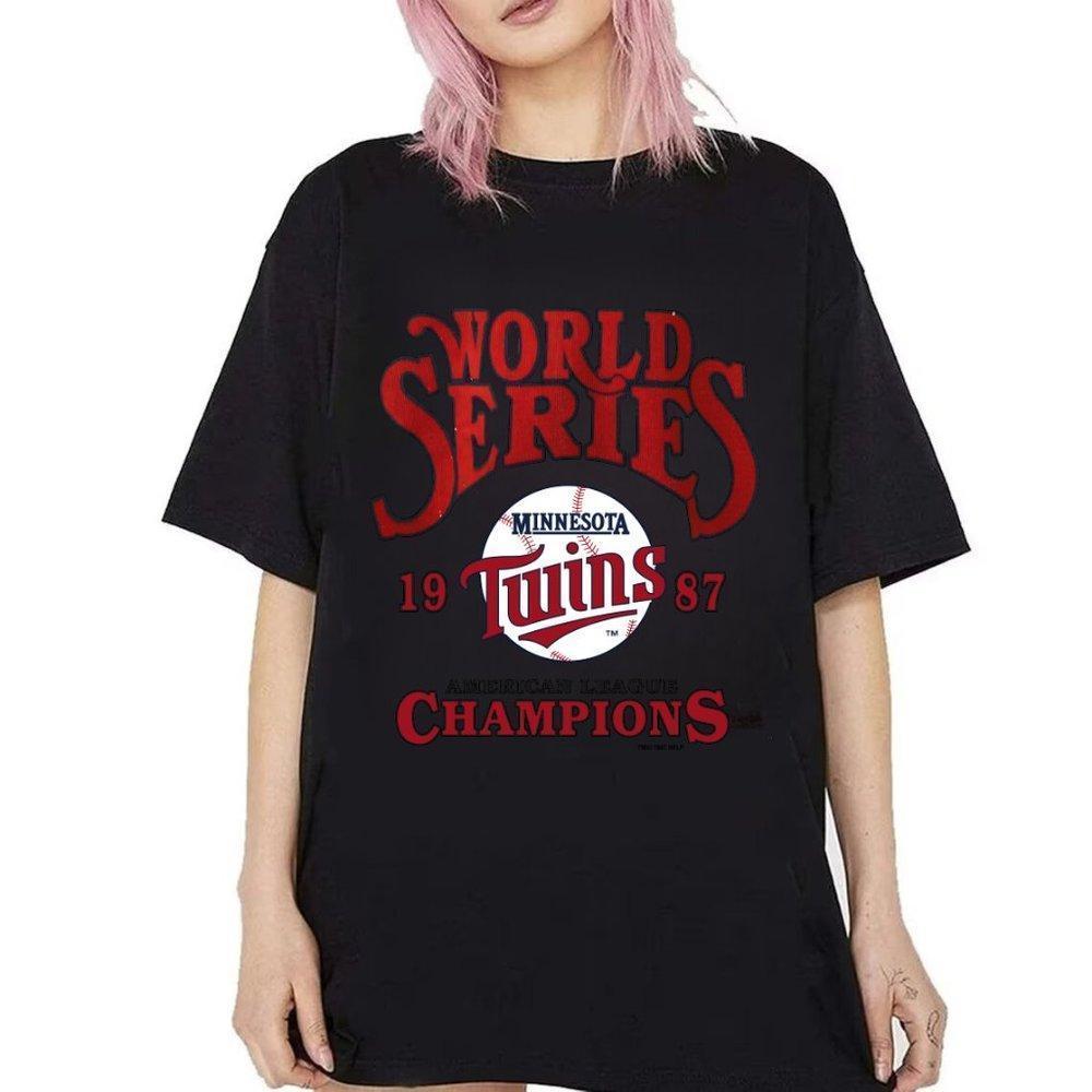 Minnesota Twins World Series 1987 Unisex Tshirt, Usa Mlb 80S Black Cotton Tee